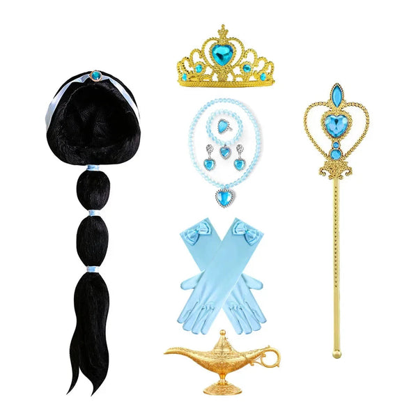 Desert jewel princess accessories set complete kit with tiara wand wig lamp gloves and jewelry