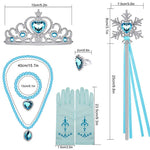 Blue crystal princess accessories set complete kit with tiara wand wig gloves and jewelry for girls