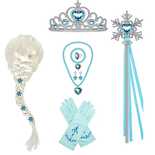 Princess Accessories Set Blue Crystal Crown Wand Jewelry 