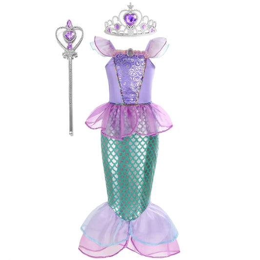tiara and wand included with mermaid princess costume set