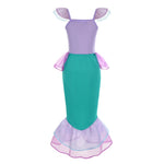 back view of mermaid princess dress with shimmering fabric
