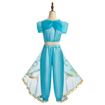 teal and gold princess costume for girls back view