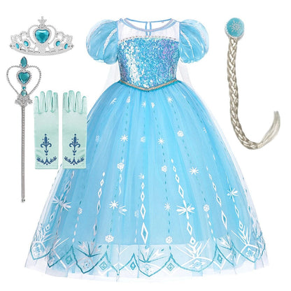 princess costume accessories including tiara, gloves, wand and braid