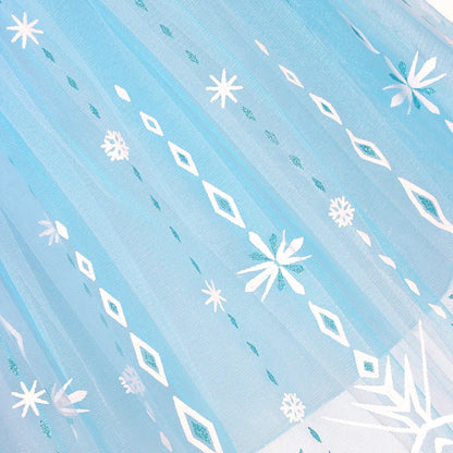 hemline detail of layered blue mesh skirt