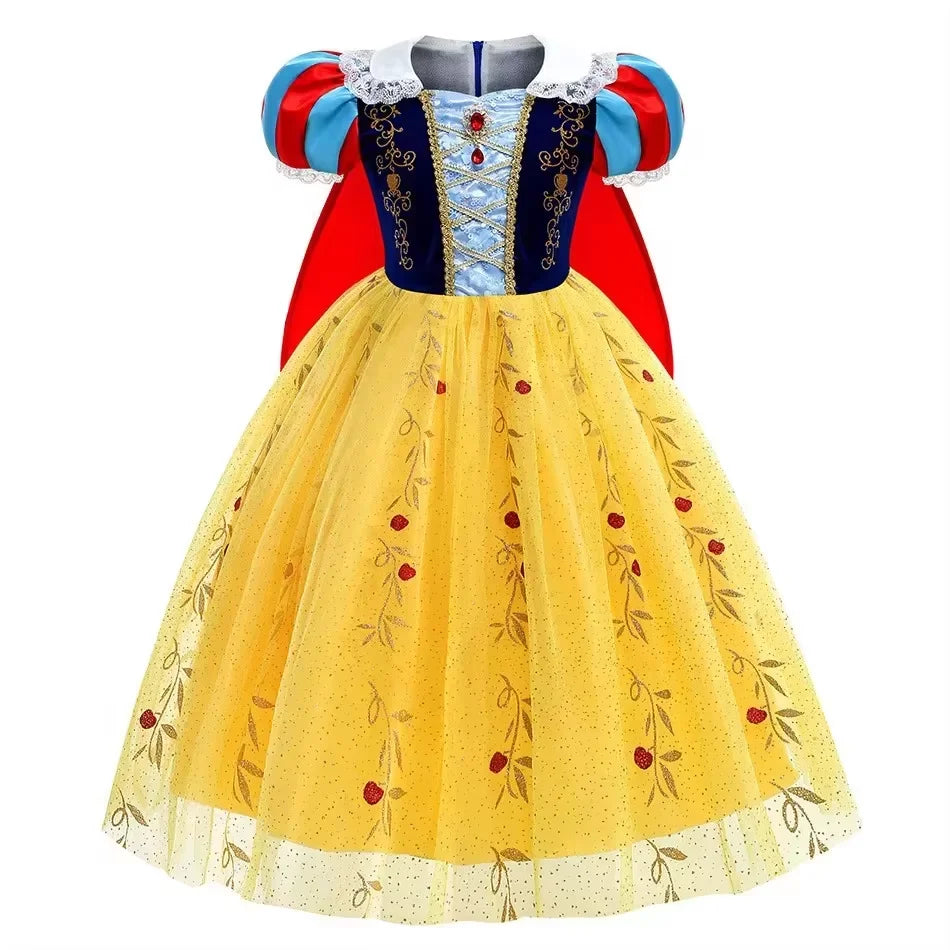 girls fairytale princess dress with tulle skirt and blue bodice front view