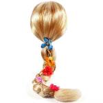 Long braided princess wig with floral decorations costume accessory
