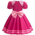royal pink fantasy dress back view with satin bow