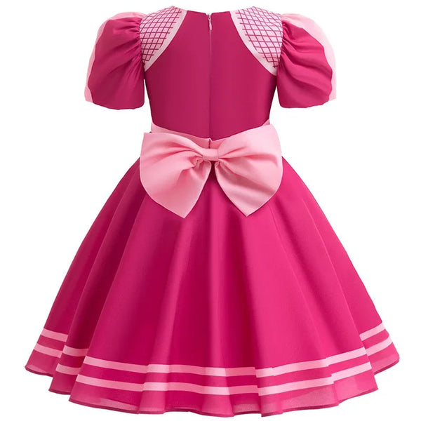 royal pink fantasy dress back view with satin bow